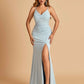 Sexy Jersey Mermaid Bridesmaid Dresses Spaghetti Straps V-neck Criss Cross Side Slit Floor Length For Sale