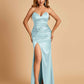 Sexy Satin Mermaid Long Bridesmaid Dresses Strapless Sweetheart Side Slit Floor Length