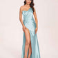 Sexy Satin One-shoulder Bridesmaid Dresses Side Slit Sheath Floor Length Long