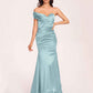 Satin One-shoulder Bridesmaid Dresses Pleats Floor Length Mermaid Long