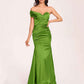 Satin One-shoulder Bridesmaid Dresses Pleats Floor Length Mermaid Long