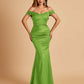 Satin Mermaid Off Shoulder Bridesmaid Dresses Sweetheart Floor Length
