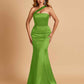 Sexy Satin Mermaid Bridesmaid Dresses One Shoulder Floor Length