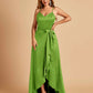 Satin Asymmetric V-neck Bridesmaid Dresses Sleeveless Side Slit A-line Unique For Sale