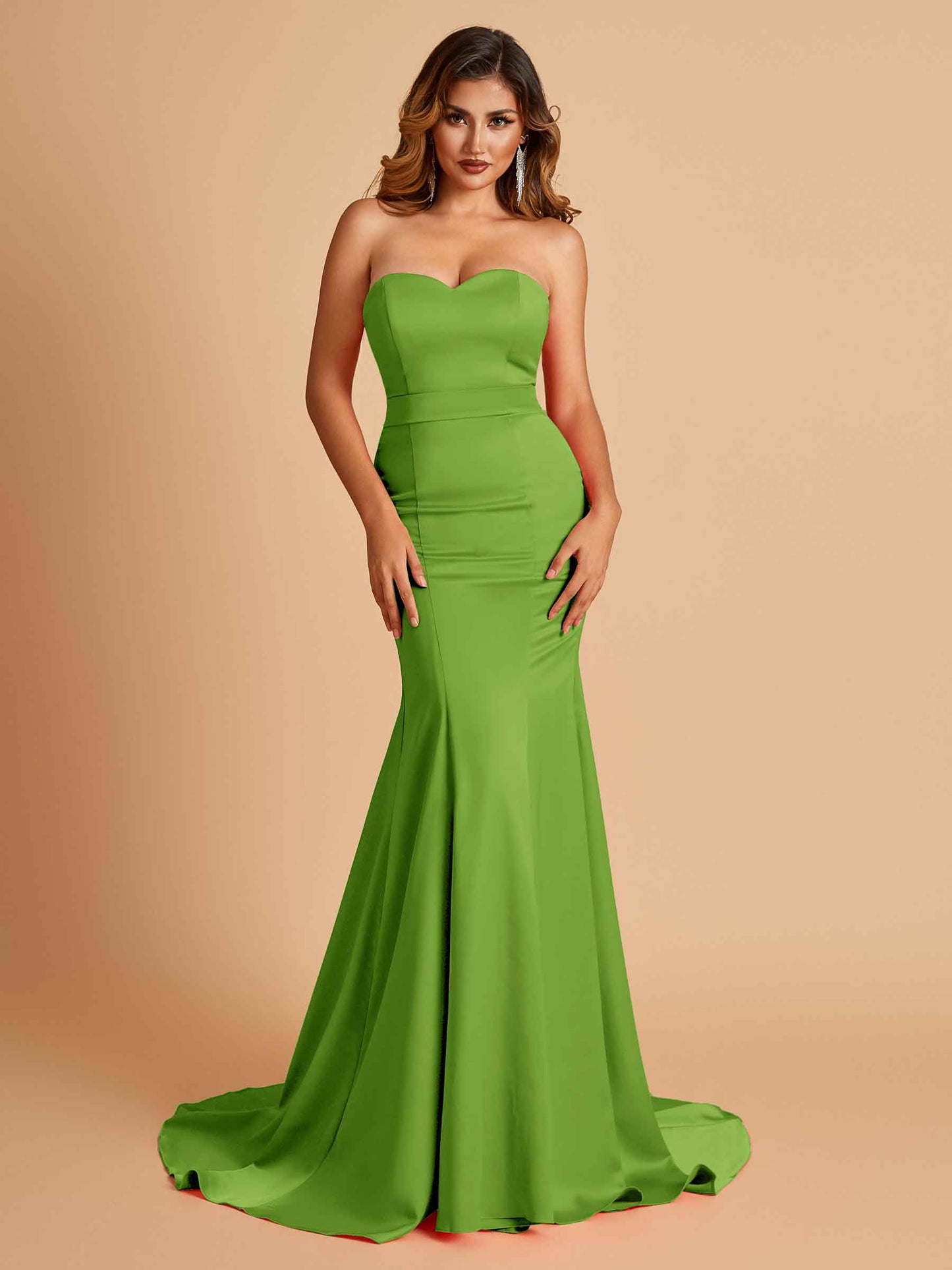 Sexy Satin Sweetheart Mermaid Bridesmaid Dresses Strapless Floor Length