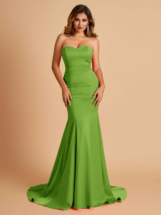 Sexy Satin Sweetheart Mermaid Bridesmaid Dresses Strapless Floor Length
