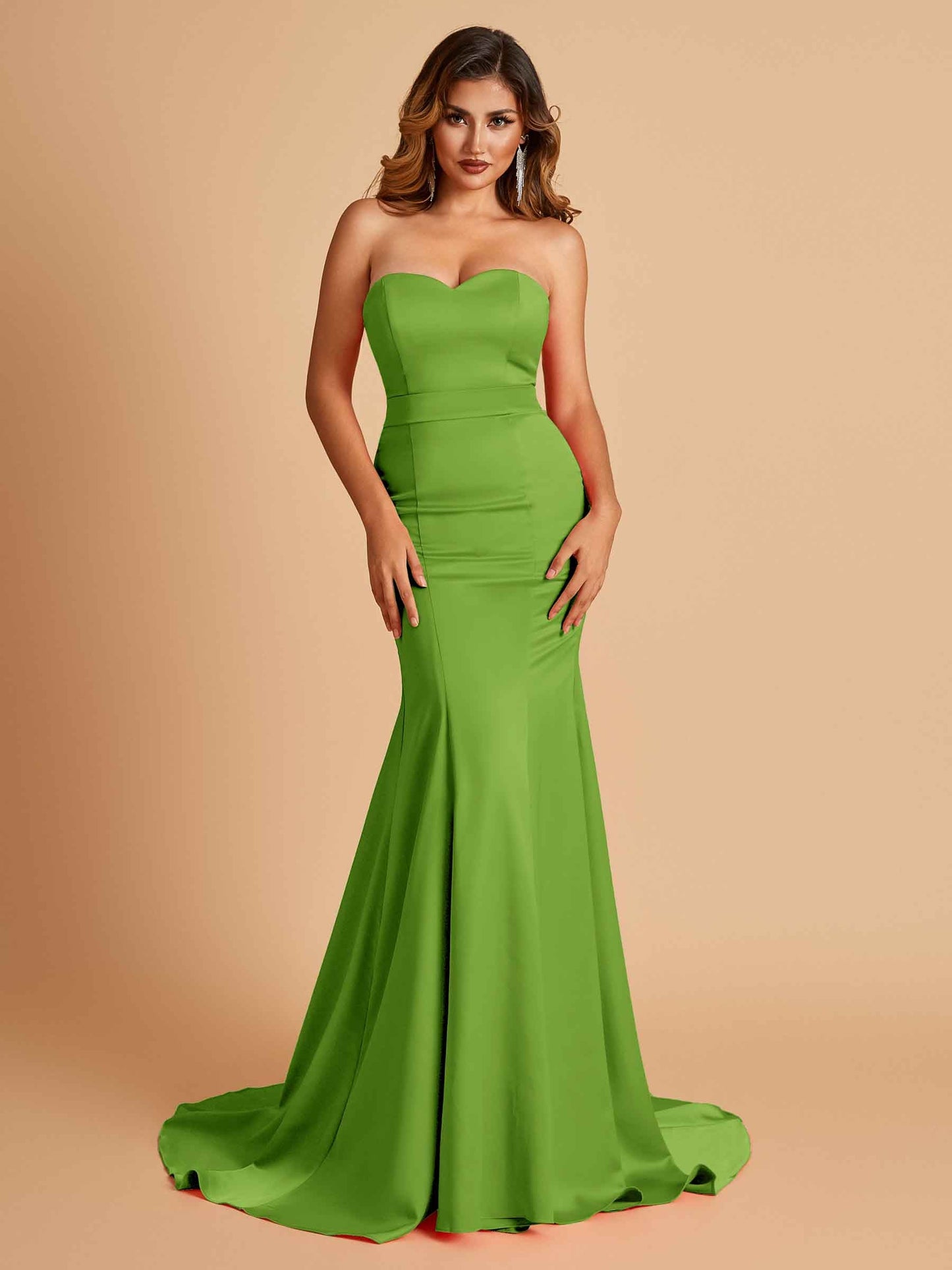 Sexy Satin Sweetheart Mermaid Prom Dresses Strapless Floor Length