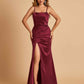 Sexy Satin Spaghetti Straps Prom Dresses Open Back Mermaid Floor Length Unique