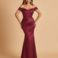 Satin Mermaid Off Shoulder Bridesmaid Dresses Sweetheart Floor Length