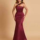 Sexy Satin Mermaid Bridesmaid Dresses One Shoulder Floor Length