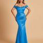 Satin Mermaid Off Shoulder Bridesmaid Dresses Sweetheart Floor Length