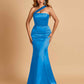 Sexy Satin Mermaid Bridesmaid Dresses One Shoulder Floor Length