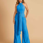 Chiffon Bridesmaid Jumpsuit Jewel Neck Sleeveless Floor Length With Pockets