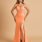 Satin Mermaid Long Prom Dresses Spaghetti Straps Sweetheart Side Slit Floor Length