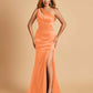 Sexy Satin Key Hole Bridesmaid Dresses One Shoulder Key Hole Floor Length Sheath For Sale