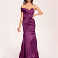 Satin One-shoulder Bridesmaid Dresses Pleats Floor Length Mermaid Long