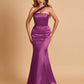 Sexy Satin Mermaid Bridesmaid Dresses One Shoulder Floor Length