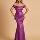 Satin Mermaid Off Shoulder Bridesmaid Dresses Sweetheart Floor Length