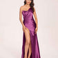 Sexy Satin One-shoulder Bridesmaid Dresses Side Slit Sheath Floor Length Long