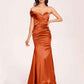 Satin One-shoulder Bridesmaid Dresses Pleats Floor Length Mermaid Long
