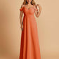 Chiffon Off-shoulder Long Bridesmaid Dresses V-neck Floor Length A-line