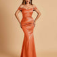 Satin Mermaid Off Shoulder Bridesmaid Dresses Sweetheart Floor Length