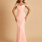 Sexy Off Shoulder Mermaid Long Prom Dresses Satin Spaghetti Straps Floor Length