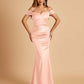 Satin Mermaid Off Shoulder Bridesmaid Dresses Sweetheart Floor Length