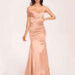 Satin One-shoulder Bridesmaid Dresses Pleats Floor Length Mermaid Long