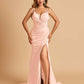 Satin Mermaid Long Prom Dresses Spaghetti Straps Sweetheart Side Slit Floor Length
