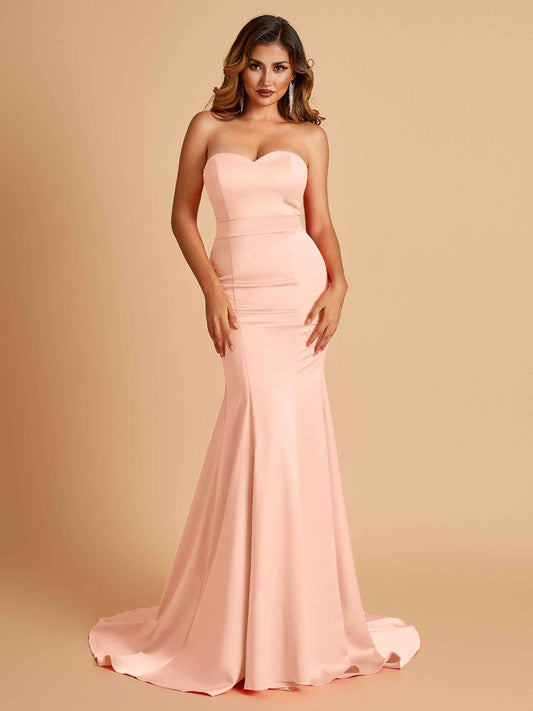 Sexy Satin Sweetheart Mermaid Bridesmaid Dresses Strapless Floor Length