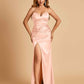 Sexy Satin Mermaid Long Bridesmaid Dresses Strapless Sweetheart Side Slit Floor Length