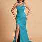 Elegant Satin One Shoulder Sweetheart Mermaid Long Bridesmaid Dresses