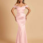 Satin Mermaid Off Shoulder Bridesmaid Dresses Sweetheart Floor Length