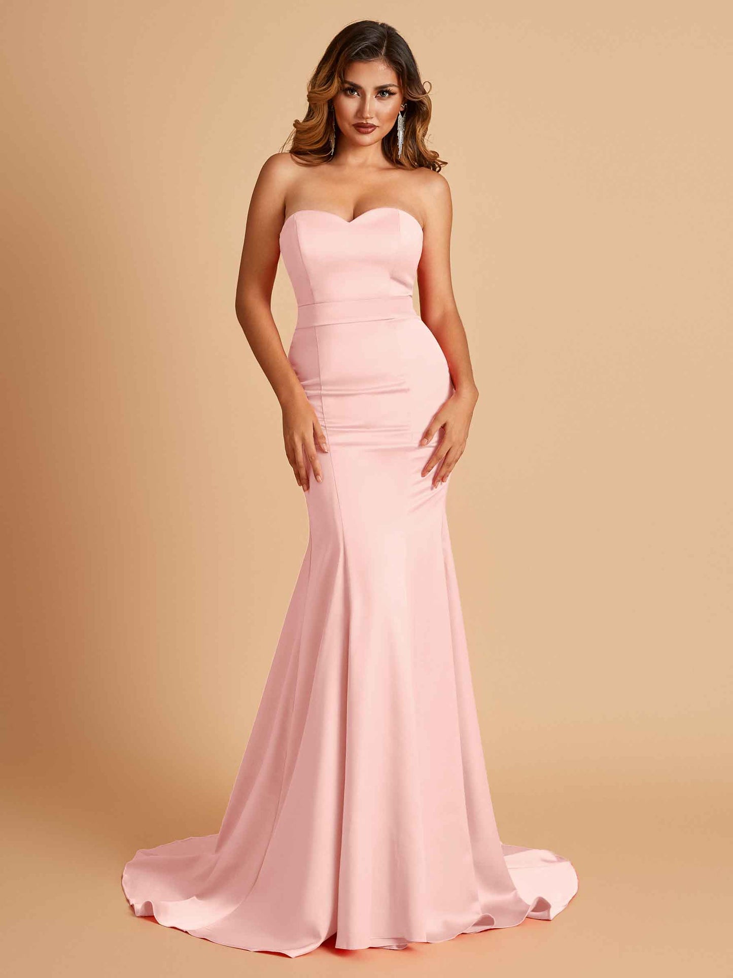 Sexy Satin Sweetheart Mermaid Bridesmaid Dresses Strapless Floor Length