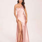 Sexy Satin One-shoulder Bridesmaid Dresses Side Slit Sheath Floor Length Long