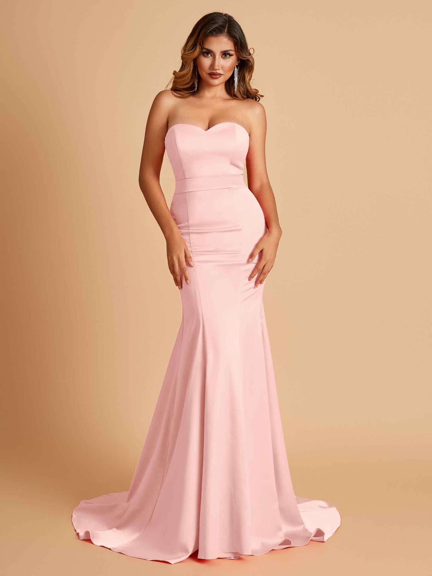 Sexy Satin Sweetheart Mermaid Prom Dresses Strapless Floor Length