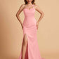 Elegant Satin One Shoulder Sweetheart Mermaid Long Bridesmaid Dresses