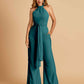 Chiffon Bridesmaid Jumpsuit Jewel Neck Sleeveless Floor Length With Pockets