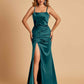 Sexy Satin Spaghetti Straps Prom Dresses Open Back Mermaid Floor Length Unique
