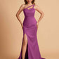 Elegant Satin One Shoulder Sweetheart Mermaid Long Bridesmaid Dresses