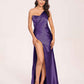 Sexy Satin One-shoulder Bridesmaid Dresses Side Slit Sheath Floor Length Long