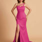 Elegant Satin One Shoulder Sweetheart Mermaid Long Bridesmaid Dresses