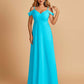 Chiffon Off-shoulder Long Bridesmaid Dresses V-neck Floor Length A-line For Sale