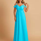 Chiffon Off-shoulder Long Bridesmaid Dresses V-neck Floor Length A-line