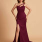 Elegant Satin One Shoulder Sweetheart Mermaid Long Bridesmaid Dresses