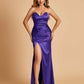 Sexy Satin Mermaid Long Bridesmaid Dresses Strapless Sweetheart Side Slit Floor Length