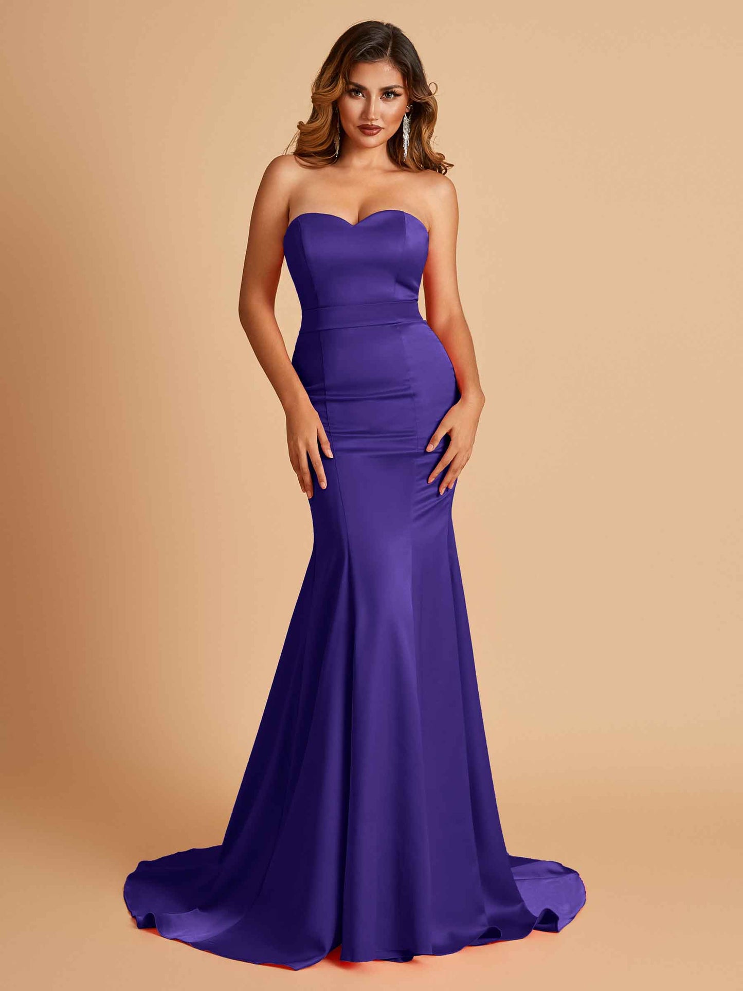 Sexy Satin Sweetheart Mermaid Bridesmaid Dresses Strapless Floor Length