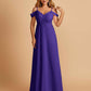 Chiffon Off-shoulder Long Bridesmaid Dresses V-neck Floor Length A-line
