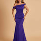 Charming Satin Off Shoulder Mermaid Prom Dresses Straps Floor Length
